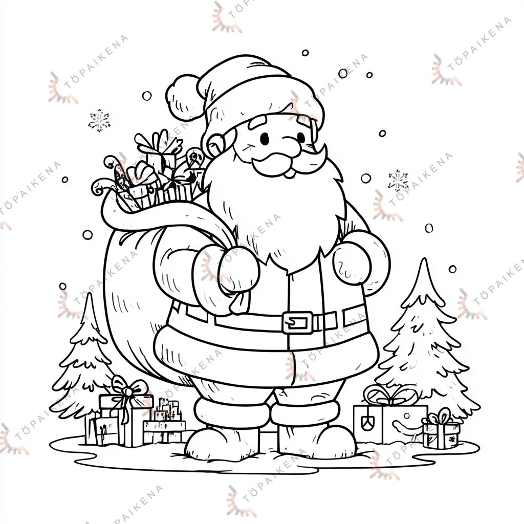 dibujos navideños para colorear santa con regalos