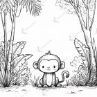 animales para colorear de la selva kawaii