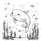 animales para colorear del mar kawaii